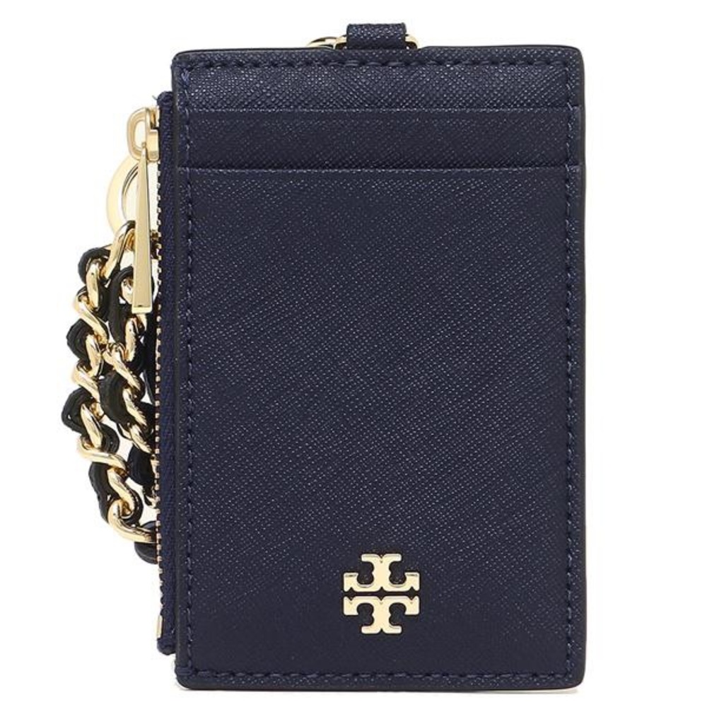 Tory Burch Emerson lanyard wallet navy gold